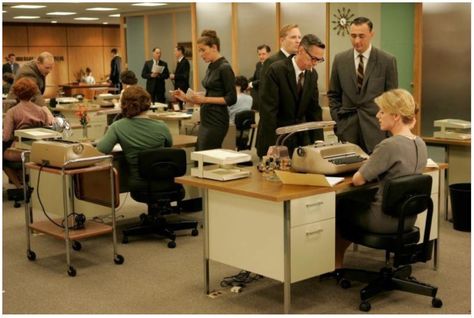 The office Men Home Office Ideas, Mad Men Office, Men Home Office, Home Office For Man, Mid Century Office, Retro Revival, Conceiving, Blockbuster Movies, Production Design