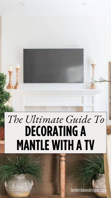 Modern Fireplace Mantle Decor With Tv, Style Mantel With Tv, Decorated Mantles Ideas Living Rooms, Mantel Decorating Ideas With Tv Everyday, Simple Mantle Decor With Tv, Mantel With Tv Decorating Ideas, Mantle With Tv Decor, Mantels With Tv Above, Mantel Decor With Tv