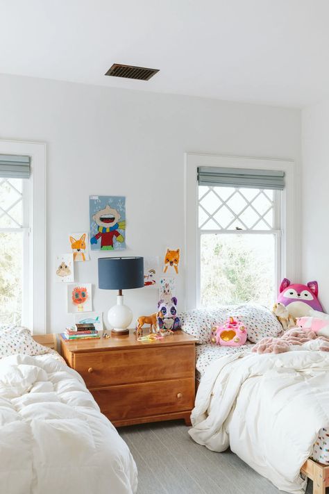 The Kids’ Shared Bedroom Update (It’s The End Of An Era…) - Emily Henderson Toddler Baby Shared Room, Unisex Kids Room, Clever Furniture, Hacks For Kids, Kids Shared Bedroom, Shared Kids Room, Space Saving Hacks, The End Of An Era, Colorful Kids Room