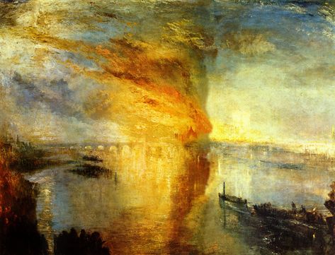 Sentimental Art, Turner Painting, J.m.w. Turner, Joseph Mallord William Turner, Tate Gallery, William Turner, Houses Of Parliament, The Burning, Watercolor Landscape Paintings