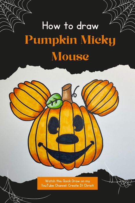 Follow Christi during this quick draw. Learn with a step by step direction tutorial how to draw a pumpkin Mickey Mouse likes the ones you see at Disney World. Draw Pumpkin, Pumpkin Canvas Painting, Draw A Pumpkin, Pumpkin Mickey, Mickey Mouse Pumpkin, Pumpkin Drawing, Pumpkin Canvas, Art Adventure, Mickey Pumpkin