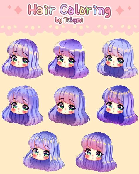 Hair Coloring Styles, Coloring Styles, Different Hair Styles, Digital Painting Photoshop, How To Draw Anime Eyes, Pelo Anime, Drawing Hair Tutorial, Palette Art, Different Hair