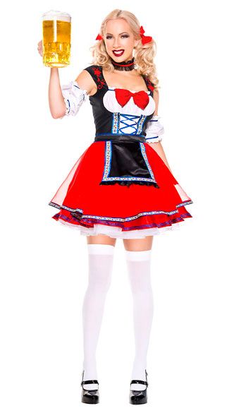 Oktoberfest Beer Babe Costume - Yandy.com Beer Wench Costume, German Beer Girl Plus Size, Oktoberfest Fancy Dress, Nurse Lingerie Costume, Wench Costume, Beer Girl Costume, Oktoberfest Dress, German Dress Dirndl, German Costume