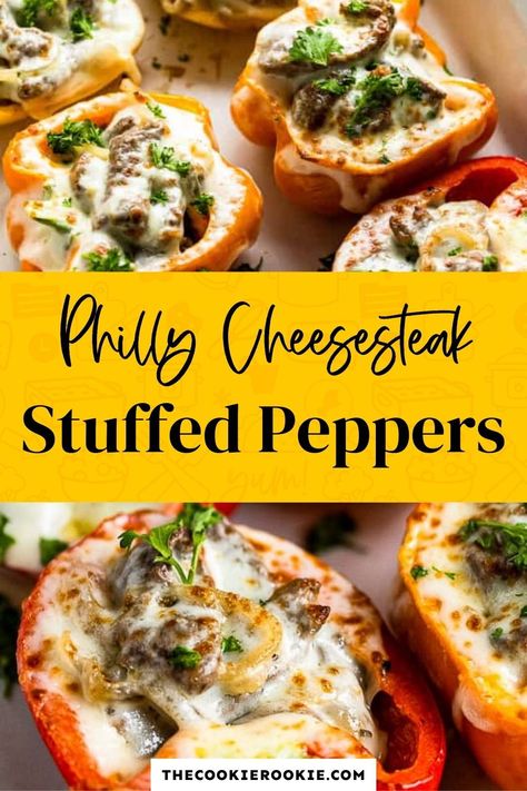 Philly Cheese Steak Stuffed Peppers, Philly Cheesesteak Stuffed Peppers, Cheesesteak Stuffed Peppers, Easy Stuffed Peppers, Cheese Stuffed Peppers, Cheese Steak, Philly Cheesesteak, Pepper Steak, Chicken Stuffed Peppers