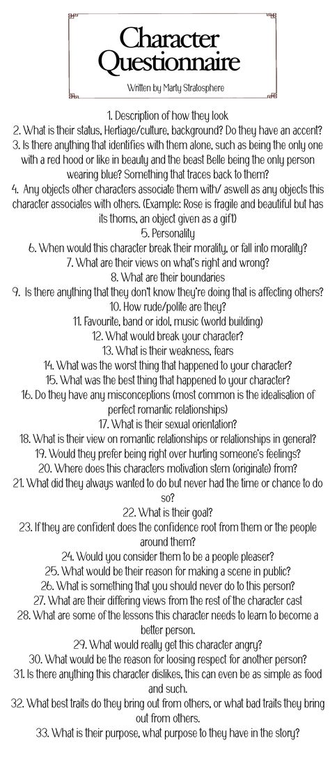 A series of Thought Proving Questions that help you to understand your characters. Character Question Sheet, Character Questionnaire Writing, Dnd Questions, Oc Questionnaire, Questions For Character Development, Oc Character Questions, Character Questions Writing, Questions To Develop A Character, Questions To Ask Your Character