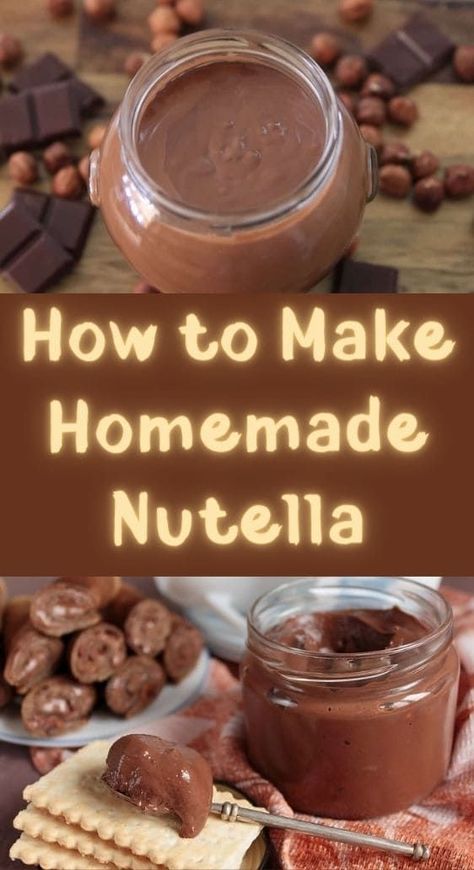 This recipe will help you quickly prepare your favorite Nutella at home. It tastes better than the store-bought version and doesn't contain any harmful additives. It's a 100% natural product! Perfect for a quick breakfast. Spread it on a slice of toast, or you can even make some croutons, and enjoy it with a cup of coffee or tea. You can also take these sandwiches to work or pack them for your children's school lunch. And how delicious is chocolate spread on pancakes and fritters! Make Nutella At Home, How To Make Nutella, Dessert Hacks, Breakfast Spread, Bigger Bolder Baking, Homemade Nutella, Chocolate Spread, Croutons, How To Make Homemade