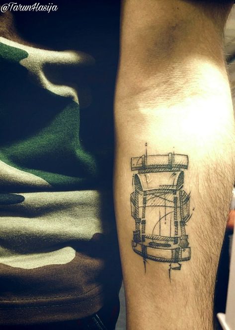 Backpacker Tattoo Ideas, Backpacker Tattoo, Hike Tattoo, Backpacking Tattoo, Hiking Tattoos, Backpack Tattoo, Beautiful Spine Tattoos, Wilderness Tattoo, Camping Tattoo