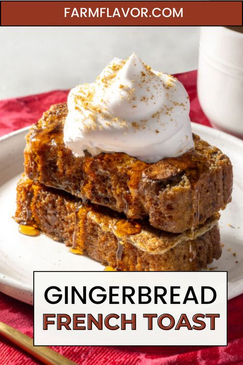 Gingerbread French Toast Holiday Breakfast Recipes, Gingerbread French Toast, Morning Meals, Gingerbread Cake, Holiday Breakfast, Gingerbread Cookie, French Toast Recipe, Christmas Breakfast, Cookie Crumbs