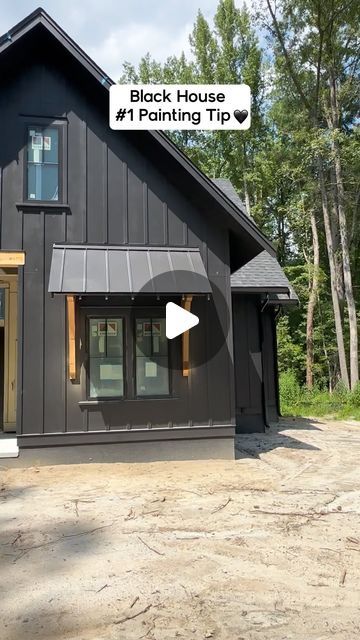 Dennis Comstock - Builder Brigade on Instagram: "🖤I’ll be adding this to the Checklist in case you want a black house!   ✔️Checklist here: BuilderBrigade.com    What’s your thoughts on a black house?    Builder: @southernstatebuilders     #BuilderBrigade #homebuildingtips #homebuilding #customHome #HomeBuildingChecklist #BlackHouse" Black House With Brick, Black Mobile Home Exterior, Black Brick House Exterior, Black Brick House, Cinder Block House, Builder Brigade, House Skirting, Black Shed, Mobile Home Exteriors