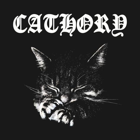 Check out this awesome 'Cathory' design on @TeePublic! Heavy Metal Cat, Metal Cats, Metal Meme, Cat Brain, Metal Cat, Iconic Album Covers, Metal Albums, Metal T Shirts, Thrash Metal