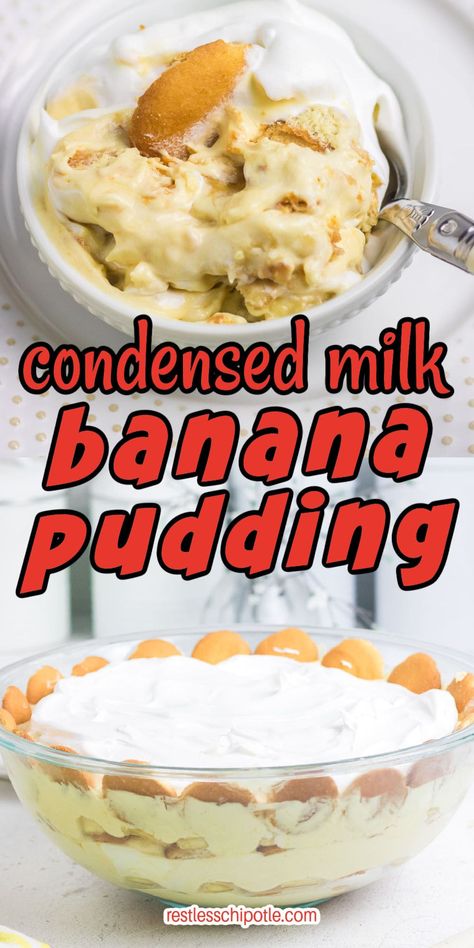 Y'all will love this sweet Southern Banana Pudding recipe! It's easy & creamy with sweetened condensed milk and <span class="wprm-glossary-term wprm-glossary-term-43810 wprm-tooltip" data-tooltip="high fat dairy product/ also to beat one or more ingredients, usually margarine or butter, sugar, and/or eggs, until the mixture is smooth and fluffy.">cream</span> cheese! Banana Pudding With Cream Cheese And Condensed Milk, Banana Pudding With Cream Cheese And Sweetened Condensed Milk, Banana Pudding With Sweet Condensed Milk, Banana Pudding Sweetened Condensed Milk, Banana Pudding With Eagle Brand Milk, Cream Cheese Condensed Milk Desserts, Southern Style Banana Pudding, Cold Banana Pudding Recipes, Easy Banana Pudding With Cool Whip