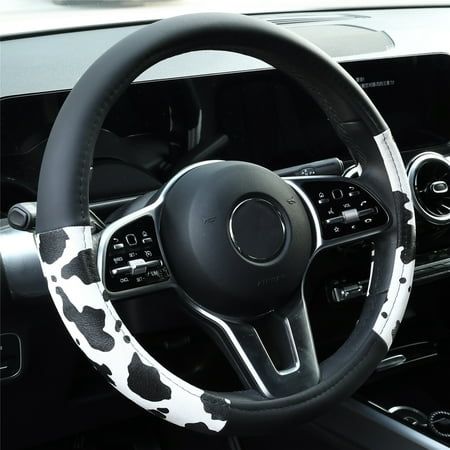 Features: -- Splicing design & cow print pattern --More suitable for the original steering wheel. --Four Seasons Universal . --Feel comfortable, anti-skid and wear-resistant. --A perfect coat for your steering wheel . Specifications: Fitment: for Steering Wheels with an Outer Diameter of 37~38 cm(14.5" to 15") Color: black&white Material: faux leather Package contents: 1 x Steering Wheel Cover Size: 14.5",15". Cow Print Car Accessories, Summer Chairs, Car Deco, Blue Teapot, Windshield Sun Shade, Car Sun Shade, Jeep Accessories, Car Steering Wheel Cover, Seat Belt Cover