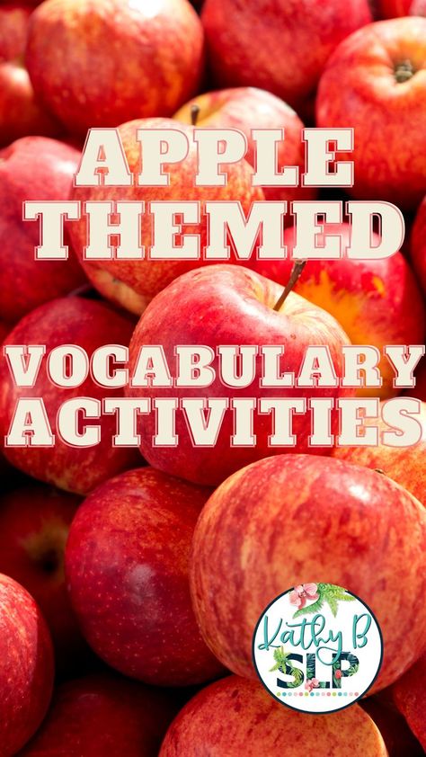 Apple Themed vocabulary activities Classroom Craft Ideas, Classroom Tree, Apple Activities, Special Needs Students, Seasonal Activities, Apple Theme, Vocabulary Activities, Therapy Room, Special Education Teacher