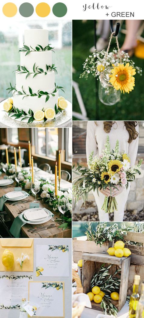 Yellow Wedding Colors, Yellow Wedding Theme, Summer Wedding Diy, Wedding Color Scheme, Wedding Color Ideas, Wedding Color Trends, Green Wedding Colors, Winter Wedding Colors, Spring Wedding Colors