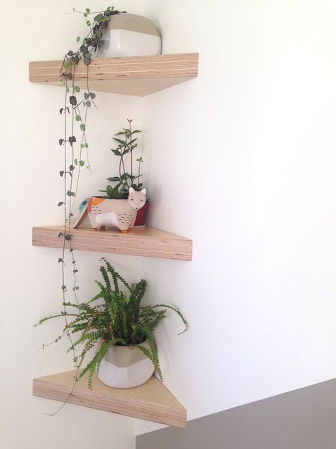 Diy Shelves Design, Corner Shelf Decor, Diy Shelves Ideas, Wooden Lattice, Corner Shelf Ideas, Small Planters, Unique Planters, Diy Shelf, Shelves Ideas