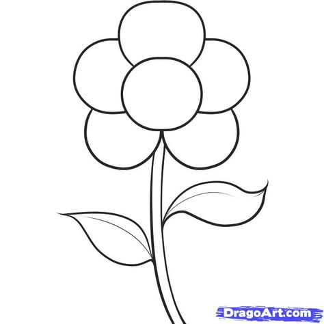 how to draw an easy flower step 6 Easy Pen Drawing, Flower Drawing For Kids, Easy Pictures To Draw, Simple Flower Drawing, Easy Flower Drawings, Flower Step By Step, Easy Drawings For Beginners, Simple Flower Design, Flower Line Drawings