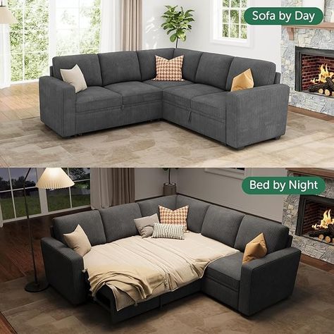 Amazon.com: HONBAY Modular Sectional Sleeper Sofa with Pull Out Bed, Chenille L Shaped Couch with Storage Seats, Convertible Sectional Couches for Living Room, Bluish Grey : Home & Kitchen Sofa With Pull Out Bed, Modular Sofa Bed, Couch With Storage, Shaped Couch, Storage Seat, Sectional Couches, L Shaped Couch, Sectional Sleeper Sofa, Pull Out Bed