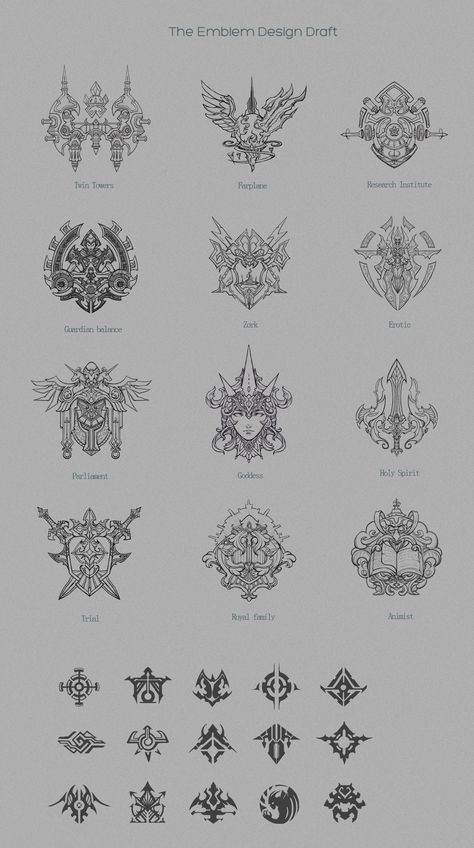 emblem Magic Symbols, Game Ui Design, Symbol Design, Game Icon, Prop Design, 판타지 아트, Design Reference, Logo Icons, 그림 그리기