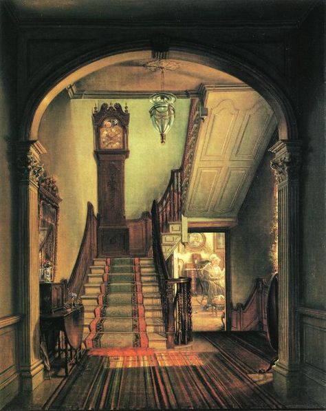 Stairs Painting, Old Clock, Victorian Interior, Interior Paintings, Painted Stairs, Old Clocks, John Singer Sargent, William Turner, Colonial Revival