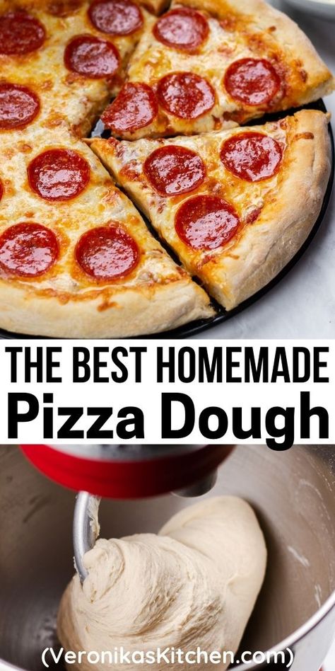 Sliced pizza, topped with pepperoni. Fluffy Pizza Dough Recipe, Fluffy Pizza Dough, The Best Homemade Pizza, Sourdough Pizza Dough, Best Homemade Pizza, Make Your Own Pizza, Pizza Dough Recipe, Making Homemade Pizza, Homemade Pizza Dough