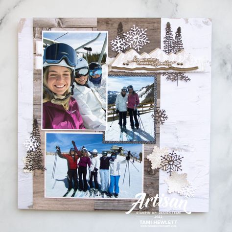 Skiing Family, Family Skiing, Pastel Rainbow Background, Family Scrapbook Layouts, Scrapbooking Sports, Youngest Sister, Scrapbooking Retreats, Winter Scrapbooking, Mammoth Mountain