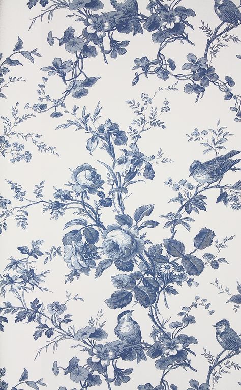 Blue Toile Wallpaper, Anthropologie Wallpaper, Wallpaper Thibaut, Brown Decoration, Blue And White Wallpaper, Toile Wallpaper, Toile Pattern, Floral Toile, Blue Toile