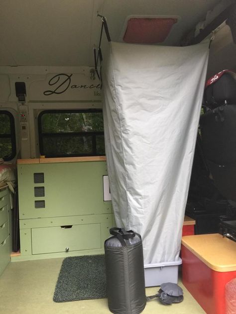 Diy Camping Shower Ideas, Camping Shower Ideas, Van Toilet, Cabover Camper, Camper Van Shower, Bus Van Life, Bike Camper, Camping Bathroom, Diy Van Conversions