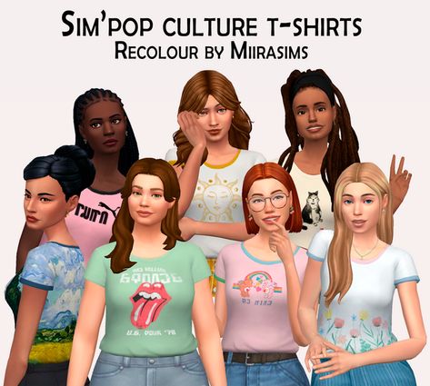 Sim'pop culture t-shirts recolour | MiiraSims on Patreon Sims 4 Female Cc Hair Maxis Match, Sims 4 T Shirt Maxis Match, Sims 4 Pop Culture Cc, Beavis And Butthead Shirt, Cc Shopping, Iphone Themes, Sims 4 Mm Cc, Pop Culture Tshirts, Tumblr Sims 4