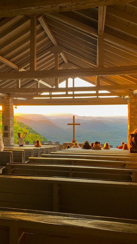 South Carolina Chapel Sunrise, A Pretty Place Chapel, Pretty Chapel South Carolina, Chapel In The Mountains, Pretty Place Wedding South Carolina, Country Church Aesthetic, Pretty Place Chapel South Carolina, Christian Culture Aesthetic, Down South Aesthetic