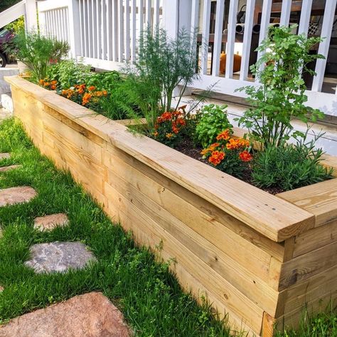 Front Of House Planter Boxes, Diy Planter Trellis, Raised Garden In Front Of House, Diy Planter Boxes Outdoor Easy, Flower Bed Ideas In Front Of House Landscaping Planter Boxes, Diy Deck Planter Boxes, Simple Planter Boxes Diy, Diy Wood Flower Boxes, Planters For Front Porch Easy Diy