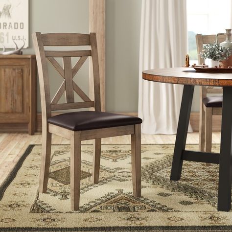 Jelinek Cross Back Side Chair Cross Back Chairs Dining Room, Cross Back Dining Chairs And Table, Cross Back Chair, Farm House Kitchen Wooden Table Chairs With Build In Cushion, Cross Back Wooden Chairs Wedding, Side Chair, Wooden Dining Chairs, Upholstered Dining Chairs, Farmhouse Style