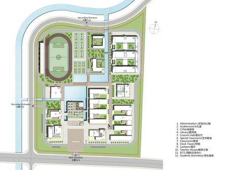 Kunshan Middle School Proposal / United Design Group Vocational School Design, School Layout Plan, School Master Plan, Masterplan Concept, Innovative School Design, School Design Architecture, Site Layout Plan, School Floor Plan, School Layout