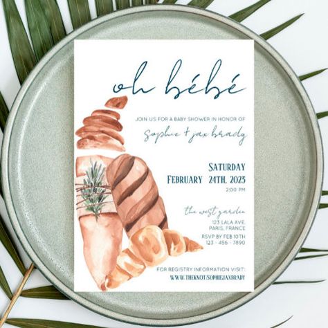 $2.98 | French Market - Baguette - Baby Shower Invitation - baby shower invitation, minimal baby shower invitation, gender neutral baby shower, couples baby shower theme, french market baby shower, french market shower invite, french market baby invitation, french market theme, french baby shower invite, baguette baby shower invitation Bread Baby Shower Theme, Bakery Baby Shower Theme, No Theme Baby Shower, French Garden Baby Shower Theme, Bonjour Baby Shower Ideas, French Cafe Baby Shower Theme, French Inspired Baby Shower Ideas, French Baby Shower Ideas, French Country Baby Shower Ideas