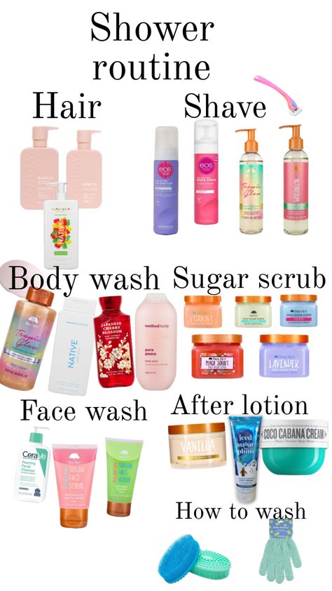 Shower Needs List, Everything Shower List Of Things To Do, Everything Showers List, Body Care Shower Routine, Summer Self Care Products, Good Body Care Products, Health Care Products, Cute Hygiene Products, Self-care Routine Skin Care List