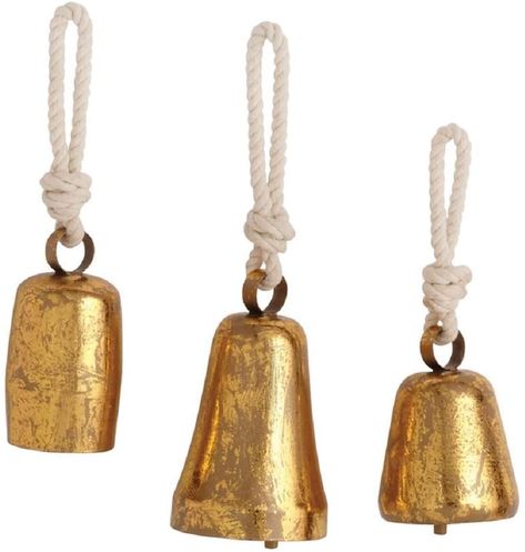 Call Bells, Hanging Bell, Iron Sheet, Outdoor Dinner, Christmas Hanging, Rustic Colors, Cow Bell, Jute Rope, Metallic Foil