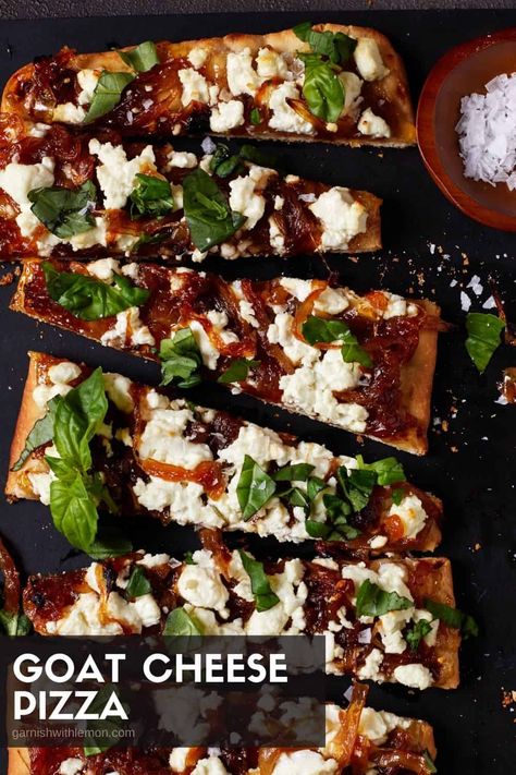 Everyone loves pizza, but creamy goat cheese, silky smooth caramelized onions, subtly sweet fig jam and fresh, fragrant basil make an especially addictive combo. Enjoy restaurant quality flavor at home with this easy goat cheese pizza recipe!