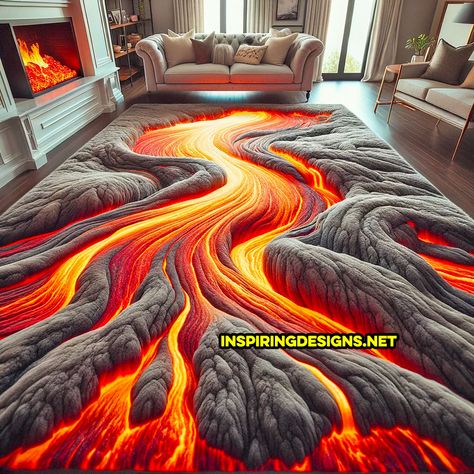 These Giant Lava Rugs Let Your Kids Realistically Play “The Floor Is Lava”! Lava Floor, Volcanic Landscape, Floor Is Lava, The Floor Is Lava, Church Youth, World Of Imagination, Container House Plans, Home Goods Decor, Dream House Interior