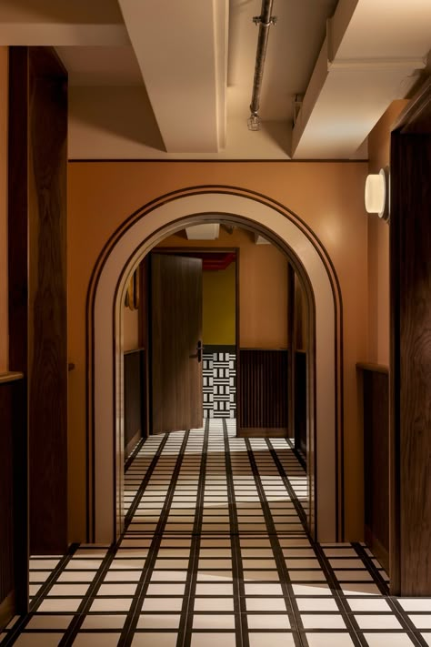 Image 3 of 19 from gallery of Fugazzi Basement Bar / studio gram. Photograph by Timothy Kaye Best Restaurant Design, Geometric Tile Pattern, Lake Shore, Private Dining Room, Geometric Tiles, Drinks Design, Installation Design, Basement Bar, Private Dining