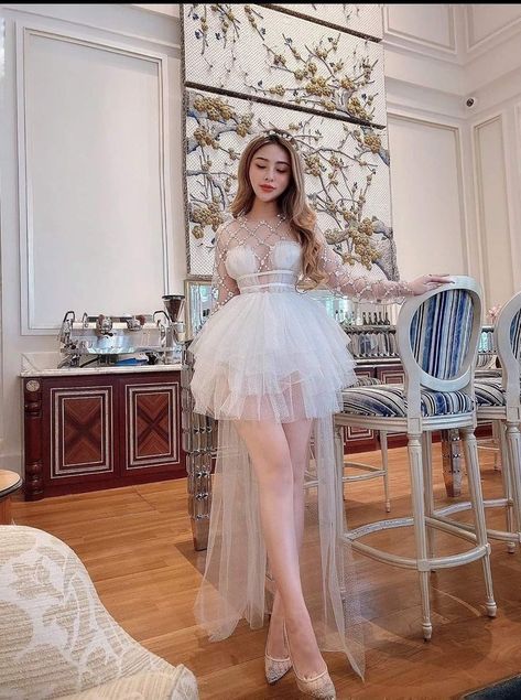 Glamorous Aesthetic, White Frock, Classy Short Dresses, Ruffle Prom Dress, Gowns Dresses Elegant, Net Dress, Fashion Sketches Dresses, African Fashion Women Clothing, Fairytale Dress