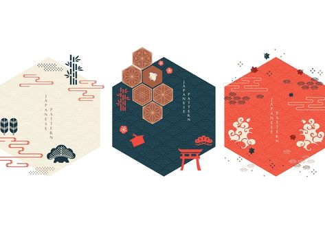 Korean Graphic Design Aesthetic, Japanese Elements Design, Japanese Elements, Asian Elements Design, Graphic Design Geometric, Japanese Designs, Japanese Design Elements, Asian Graphic Design, Japanese Geometric Pattern