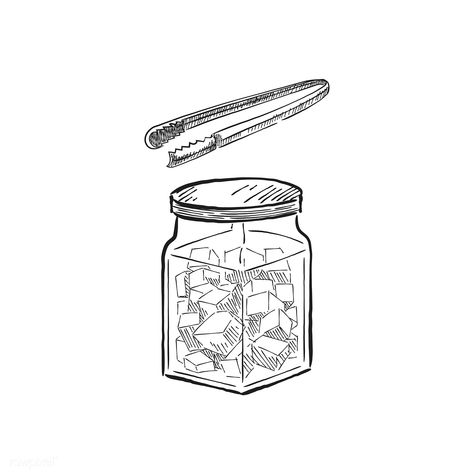 Vintage illustration of a jar with sugar cubes | free image by rawpixel.com Sugar Tattoo, Linear Art, Sugar Jar, Sugar Cubes, Sugar Sugar, Anime Food, Candy Jars, Tattoo Inspo, Illustration Vector