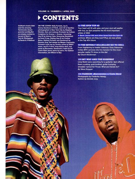 Spin Magazine 90s, Outkast Outfits, Hip Hop Magazine Covers, Outkast Poster, Outkast Andre 3000, 2000s Moodboard, Spin Magazine, Andre 3000, Magazine Table