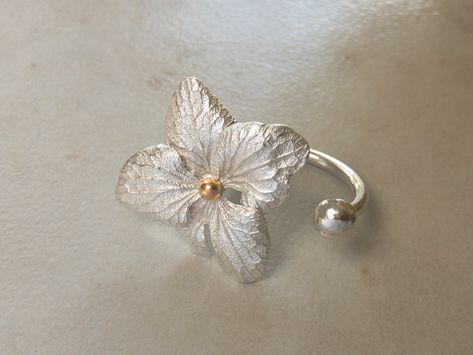 Chunky Ring, Nature Ring, Plant Lover Gift, Chunky Rings, Hydrangea Flower, Open Ring, Flower Ring, Silver Flowers, Ring Sterling Silver