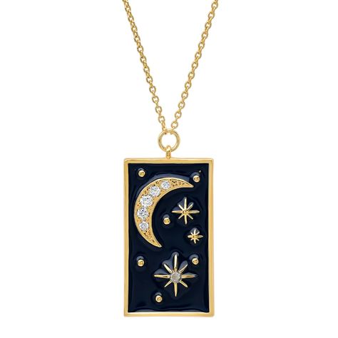 Rectangular Galaxy Pendant Necklace Galaxy Necklace, Galaxy Pendant, Reach For The Stars, Galaxy Design, Enamel Necklaces, Moon And Star, Silver Plated Jewelry, Long Pendant, Crystal Flower