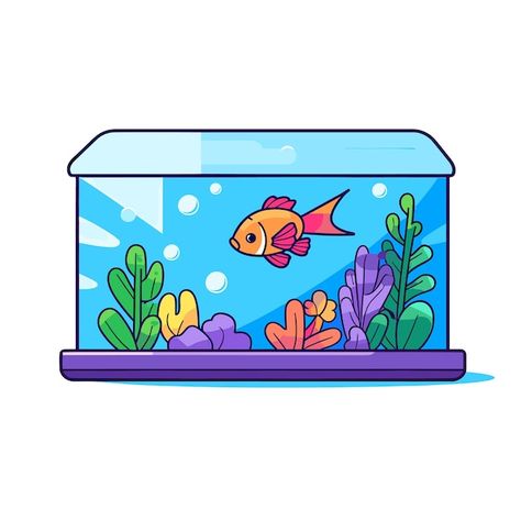 A cartoon drawing of a fish tank with a ... | Premium Vector #Freepik #vector #fishbowl #fish-bowl #goldfish #fish-tank Fish Tank Cartoon, Fish Tank Illustration, Fishbowl Drawing, Fish Bowl Drawing, Fish Tank For Kids, Fish Tank Drawing, Drawing Of A Fish, Tank Drawing, Drawing Fish