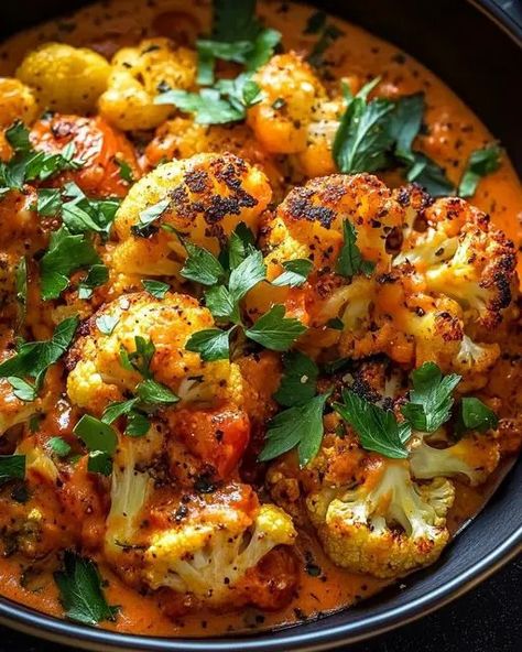 Roasted Cauliflower in Coconut Tomato Sauce with Lentils - Miarecipes Tomato Lentils, Roasted Cauliflower Recipes, Ground Turmeric, Cauliflower Recipes, Worlds Best, Roasted Cauliflower, Tasty Recipes, Vegetable Dishes, Interesting Food Recipes