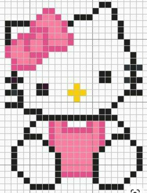 Cross Stitch Pattern, Stitch Pattern, Pixel Art, Cross Stitch, Hello Kitty, Kitty, Pattern, Pink, Art