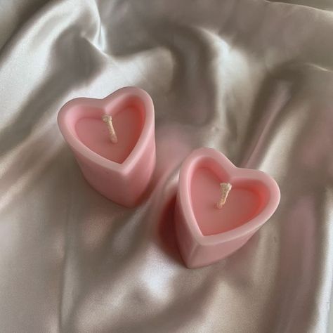 Heart Shaped Candles, Shaped Candles, Heart Candle, Baby Pink Aesthetic, Aesthetic Candles, Cute Candles, Candle Aesthetic, Valentine Day Special, Pink Candles