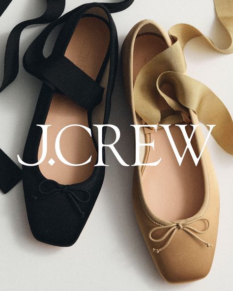 Covetable quality: Meet the Quinn lace-up ballet flats, a pointe-inspired pair cast in our softest satin yet, and finished with removable grosgrain ribbons Lace Up Ballet Flats, Grosgrain Ribbon, Ballet Flats, J Crew, Me Too Shoes, Ribbon, Lookbook, Ballet, Lace Up