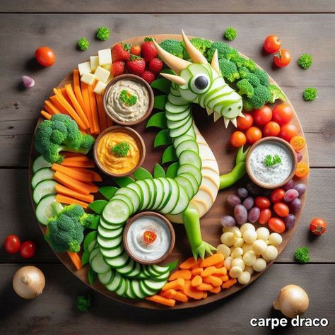 Dragon Themed Fruit Tray, Dragon Veggie Tray, Dragon Charcuterie Board, Dinosaur Veggie Tray, Pretty Salads, Funny Pictures Of Animals, Animals In Clothes, Here There Be Dragons, Baking Photography